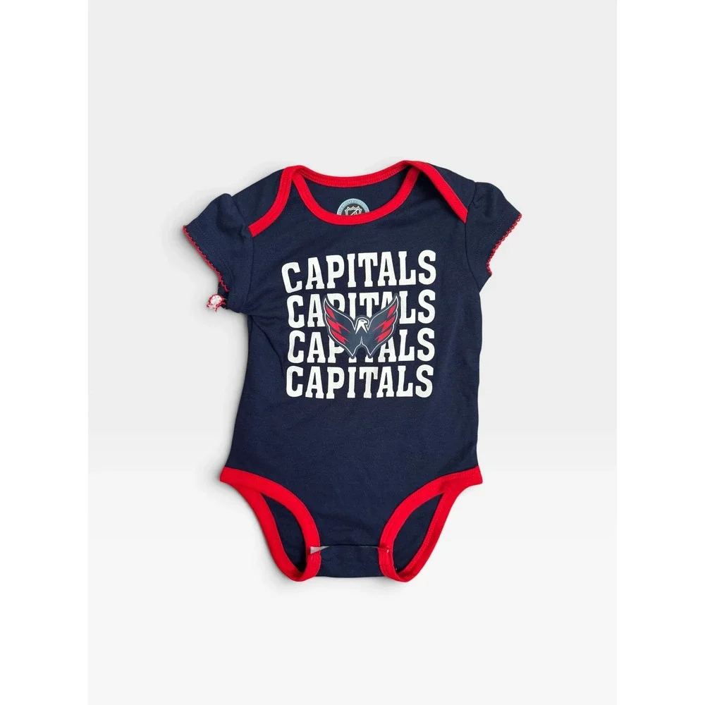 NHL Washington Capitals Infant Girls 3-Piece Bodysuit Set Navy Red White 12M NEW